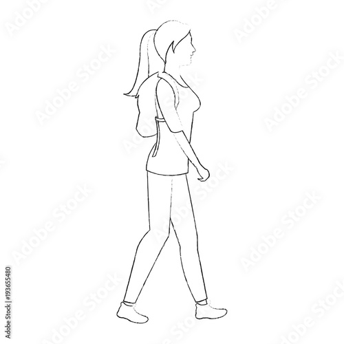 Woman walking cartoon icon vector illustration graphic design