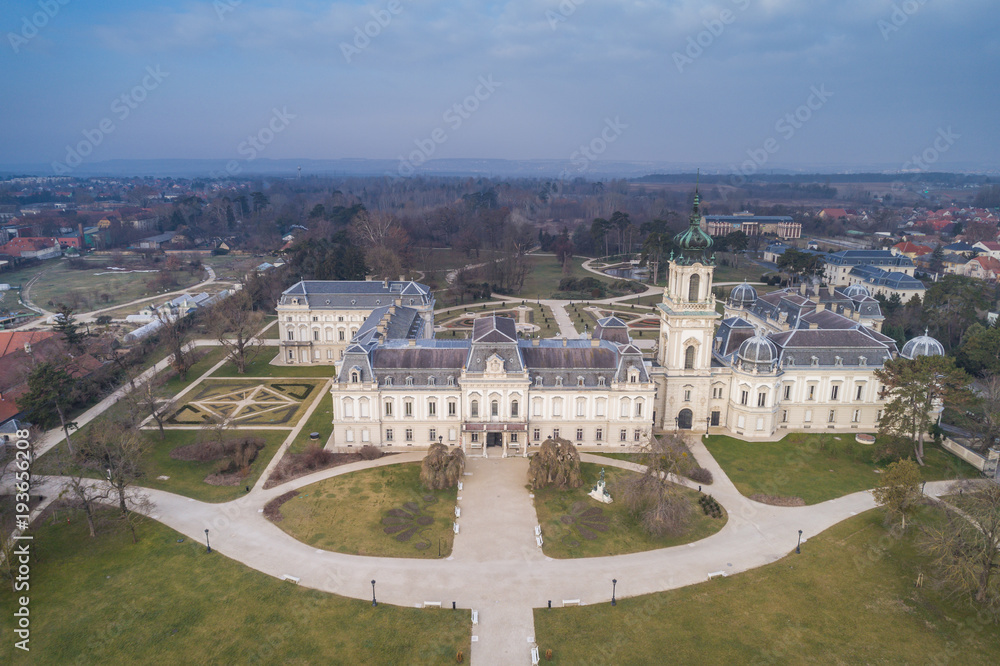 Aerial phooto of Festetics Castle in Keszthely