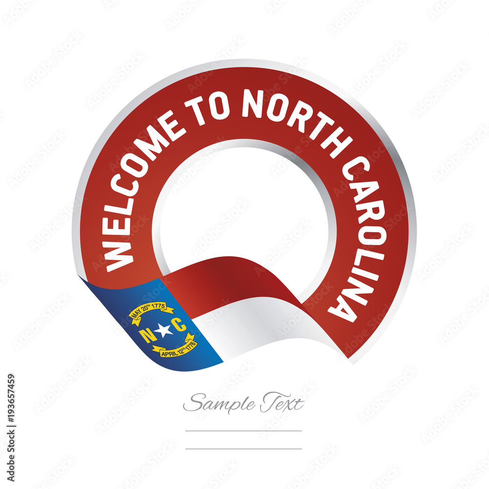 to North Carolina USA flag ribbon travel logo icon stamp Stock