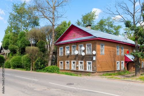 Fototapeta Naklejka Na Ścianę i Meble -  OKULOVKA, NOVGOROD REGION, RUSSIA - AUGUST 10, 2017:Residential two-storey house in the countryside