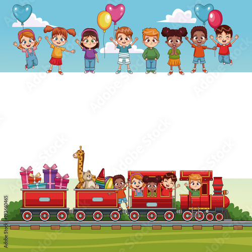 Beautiful kids cartoon blank frame vector illustration graphic design