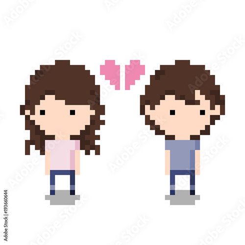 Couple Breaking up Icon, Pixel 8 bit style