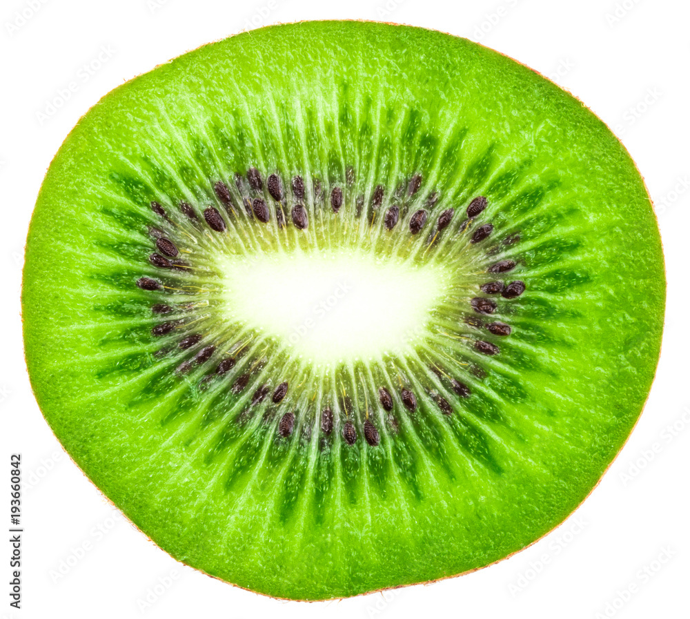 Slice of kiwi isolated on white background, top view Slice of kiwi isolated on white background, top view