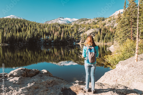 Tourist near Bear Lake in Colorado