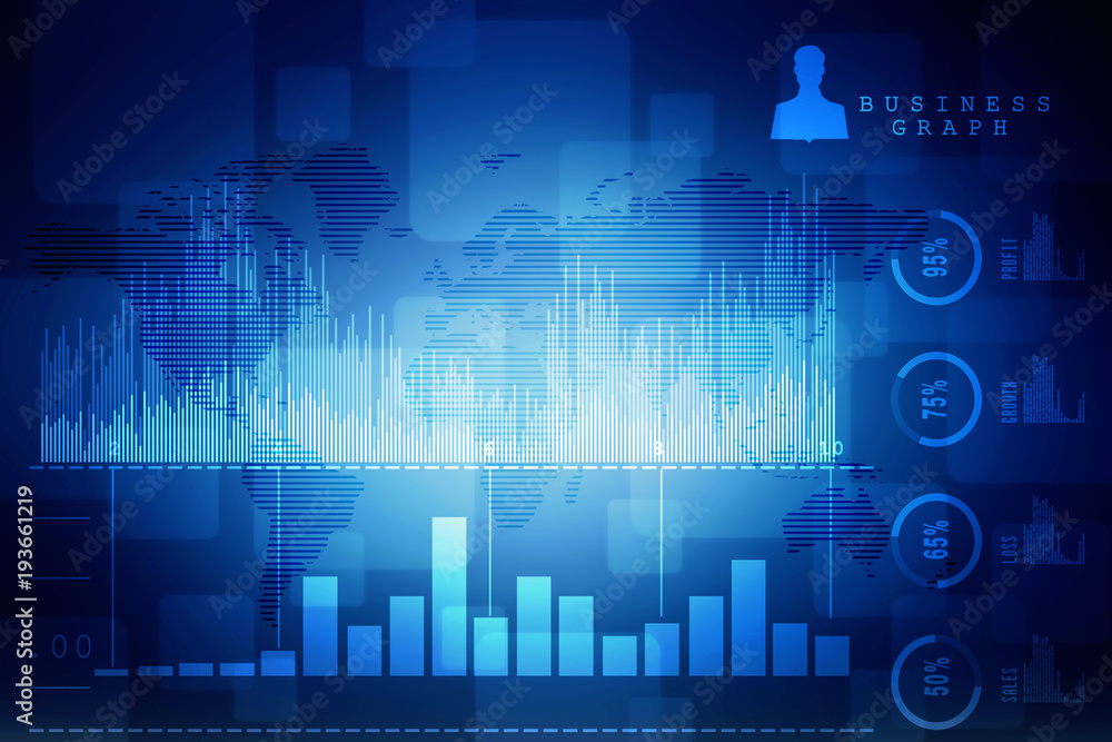 2d rendering Stock market online business concept. business Graph 2d rendering Stock market online business concept. business Graph