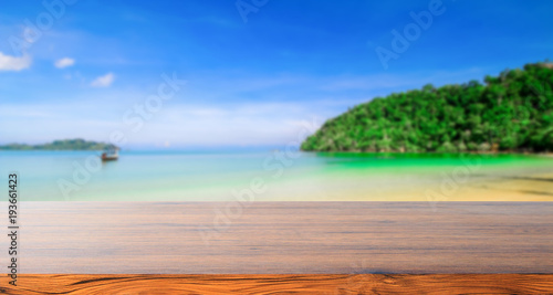 Fototapeta Naklejka Na Ścianę i Meble -  table with beach blurred