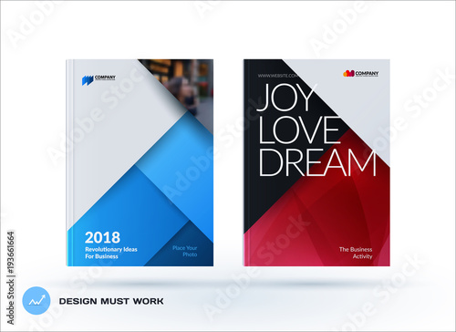 Material design of brochure set, abstract annual report, horizontal cover