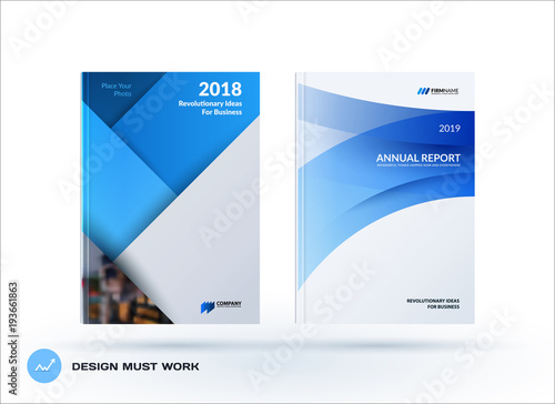 Material design of business brochure set, abstract horizontal cover