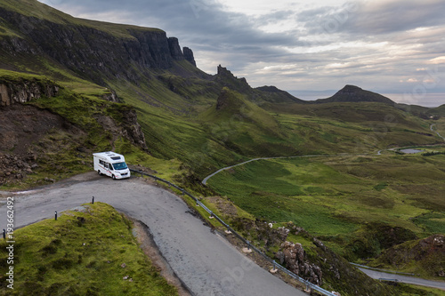 Motorhome parked at the Quiraing, Isle of Skye