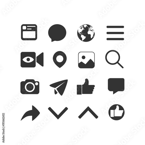Vector image of set of Internet icons.