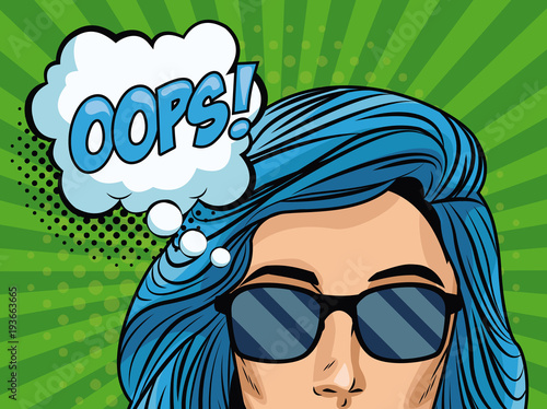 Fashion woman pop art cartoon vector illustration graphic design