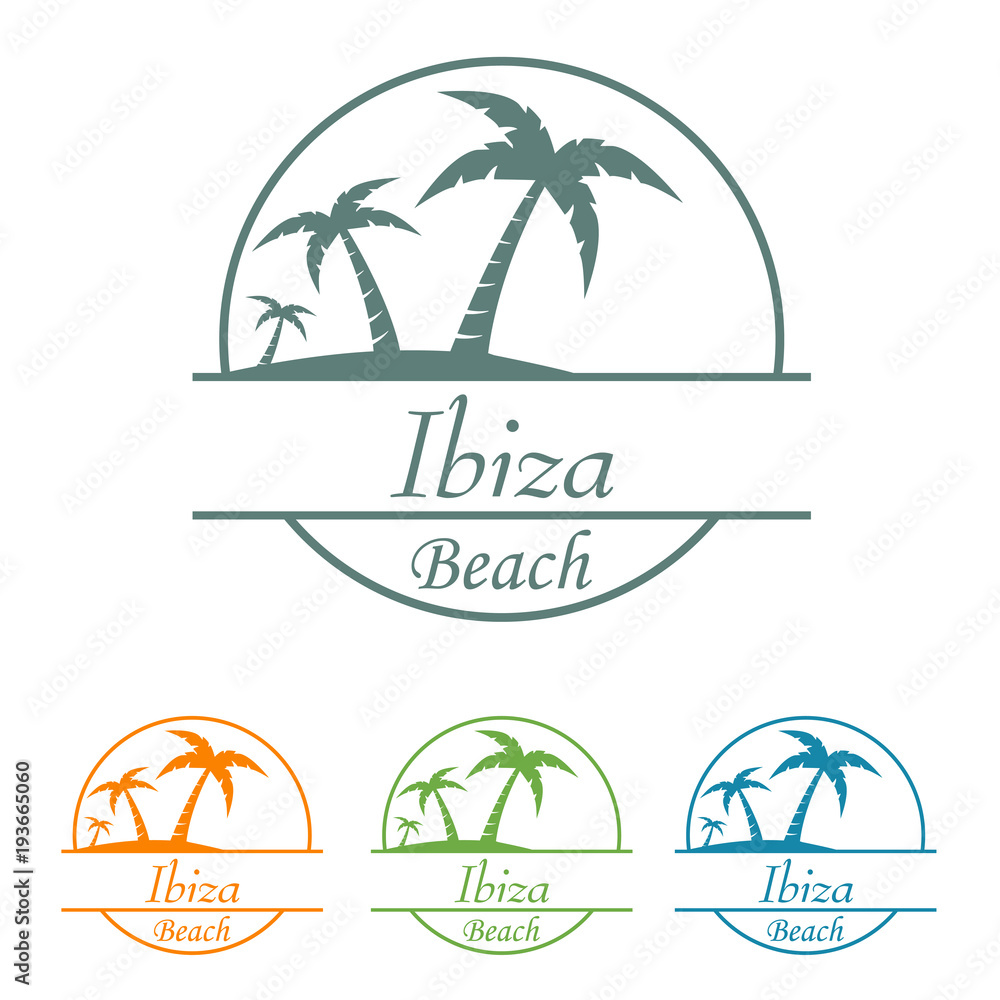 Icono plano Ibiza Beach en varios colores