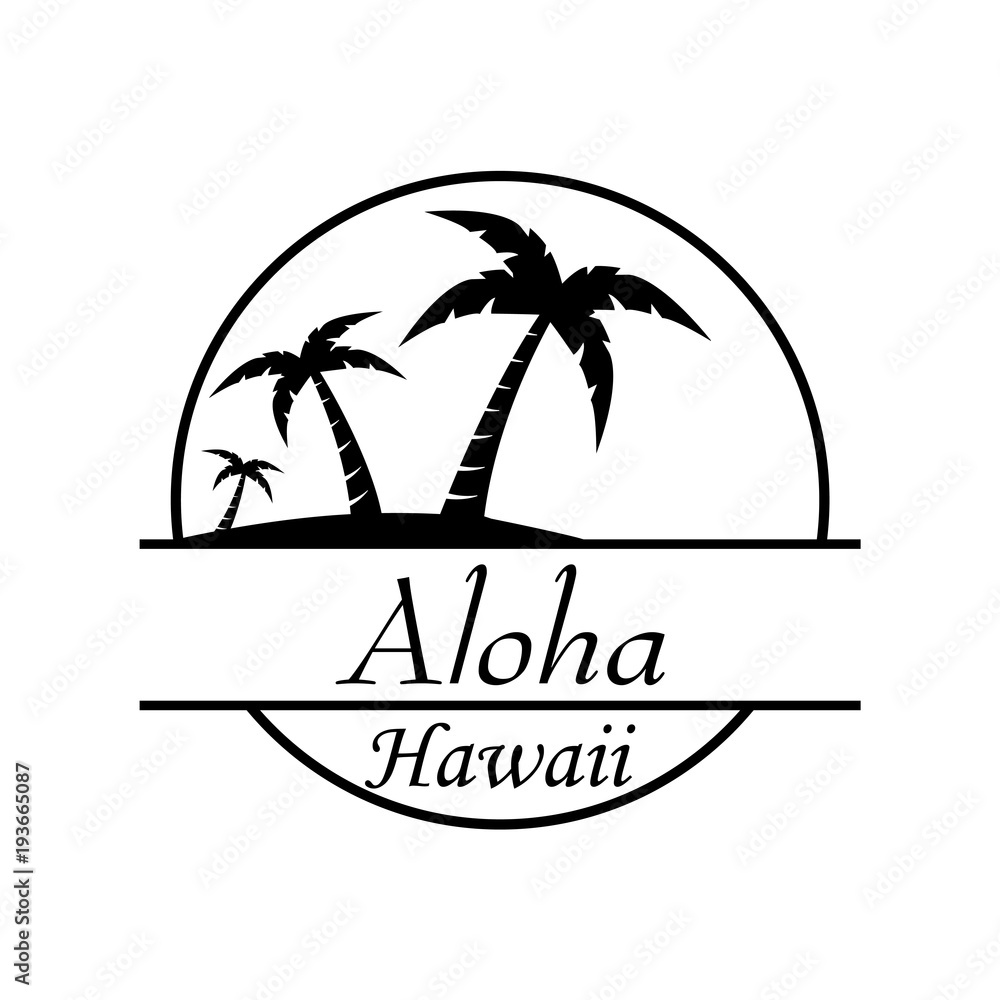 Icono plano Aloha Hawaii en color negro
