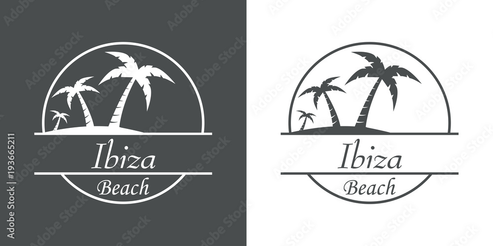 Icono plano Ibiza Beach en gris y blanco