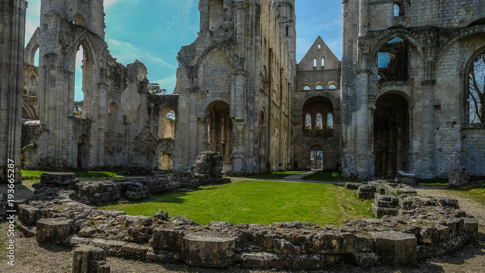 Ruins of Monastery Abbaye de Jumièges / Jumièges Abbey in Normandy, France