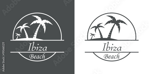 Icono plano Ibiza Beach en gris y blanco