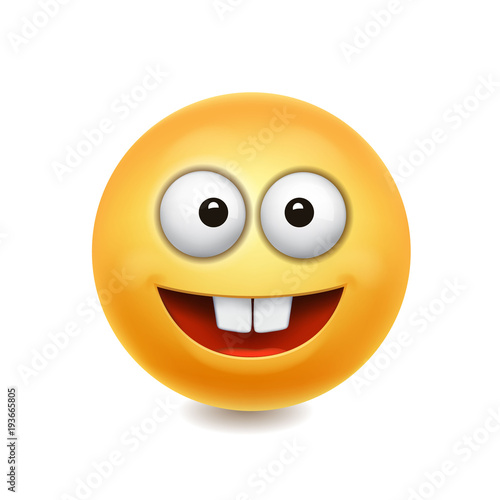 Yellow smile face cute icon, vector illustration