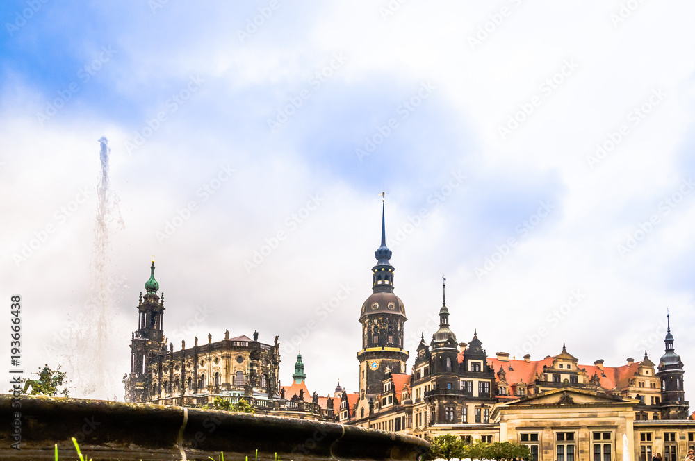 Panoramic view of Cityscape of Dresden with church Hofkirche