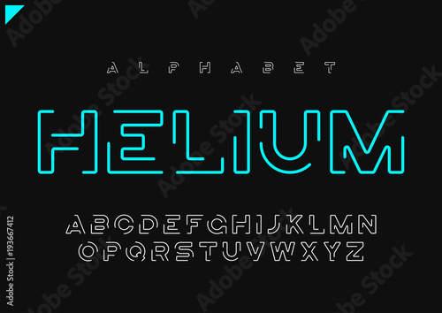 Helium vector minimalist futuristic linear alphabet, typeface, l