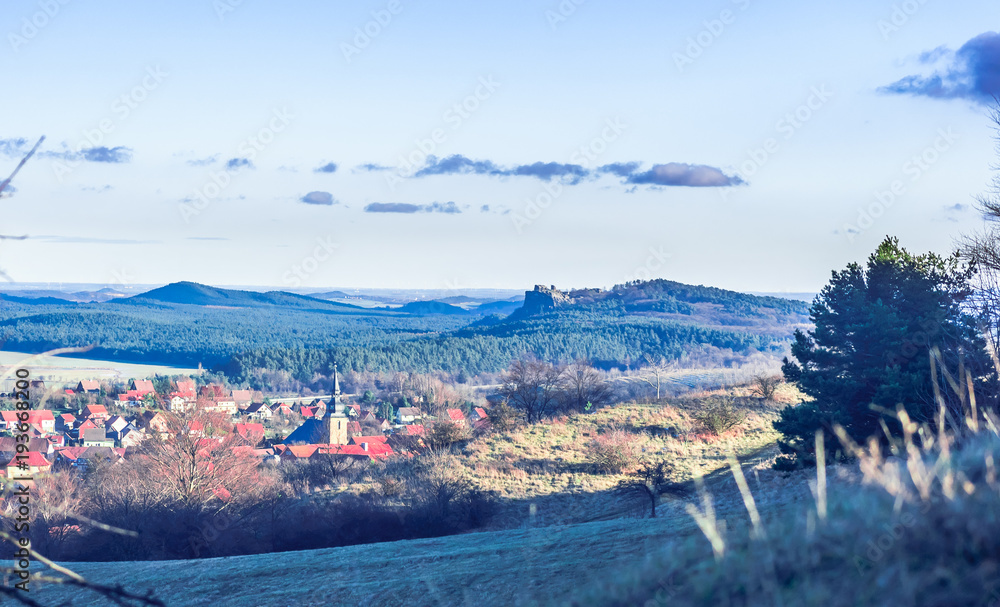 Landscape arround Heimburg with catle of Regenstein - Germany