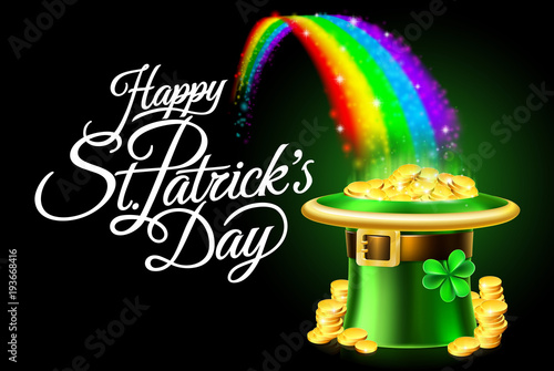 Happy St Patricks Day Leprechaun Hat Rainbow Sign