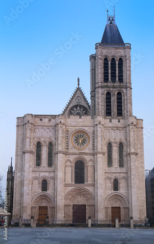 Exterior facade of the Basilica of Saint Denis, Saint-Denis, Paris, France
