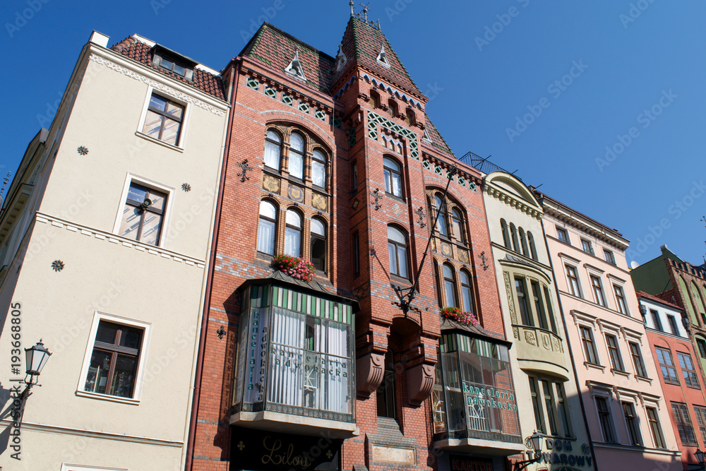 Historic buildings in the centre of the Old Town of Torun, Poland