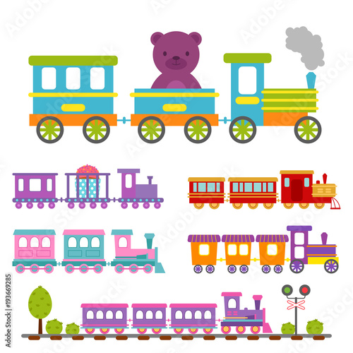 Game gift kids train vector travel railroad transportation toy locomotive illustration.