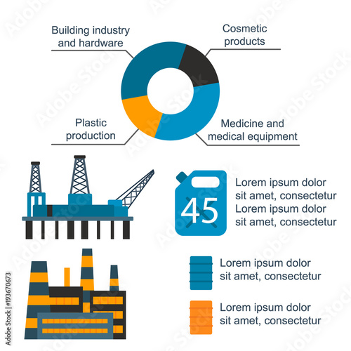 Oil gas industry vector manufacturing gas infographic world oil production distribution petroleum extraction illustration