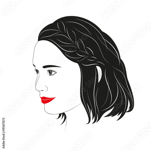 Portrait of asian, hair braided.