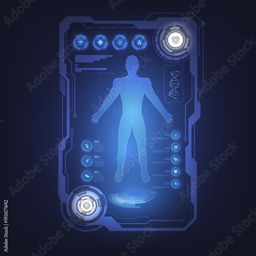 hud interface virtual hologram future system health care innovation concept background