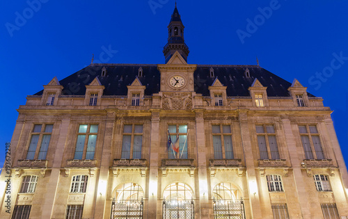 The Saint Denis Town hall at night , France. photo