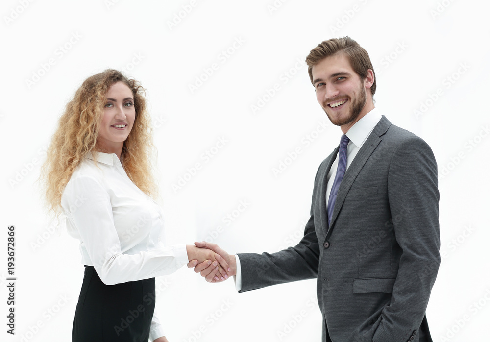 handshake Manager and client on blurred background