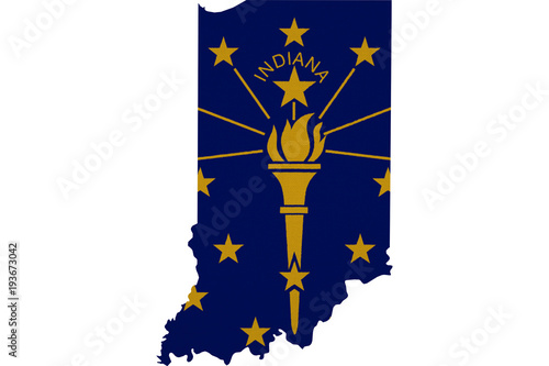 Indiana flag USA with map