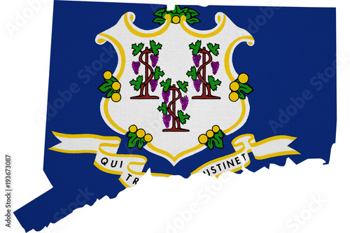 Connecticut flag USA with map