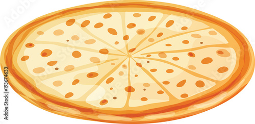Whole Alfredo Cheese Pizza. Isolated vector illustration on white background.