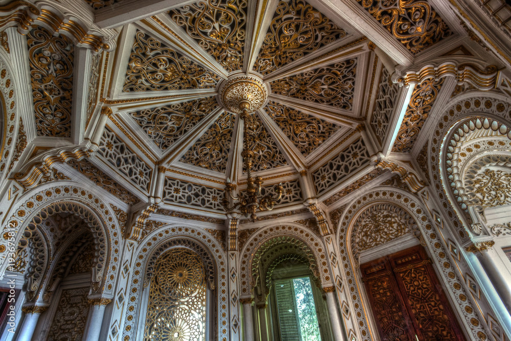 Reggello, Italy - May 12, 2014: One of the ceilings of Sammezzano Castle in moorish architecture style