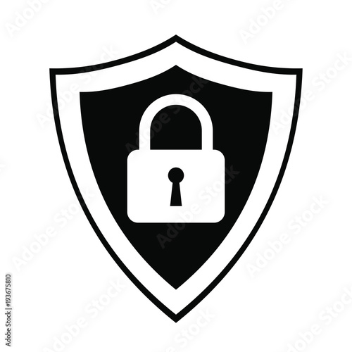 Secure internet icon. Protective shield sign digital security with the image of a padlock. Symbol security protection web. Abstract vector illustration.	