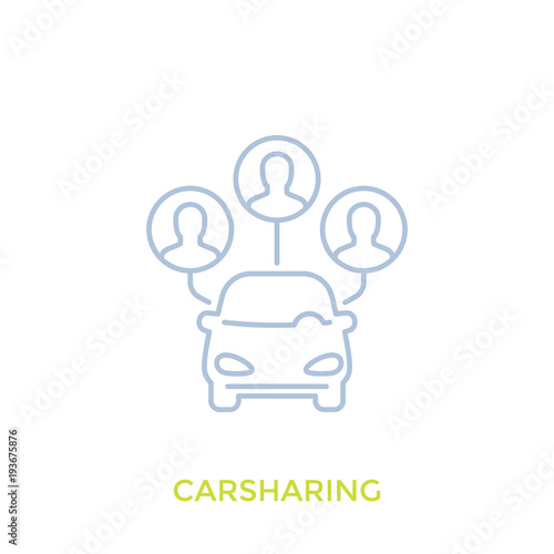 carsharing vector icon on white, linear style