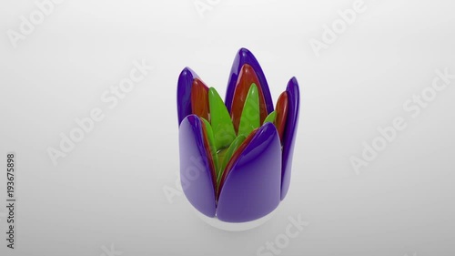 3d animation of a flower dissolving multi-colored petals.