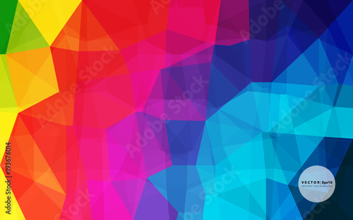 Abstract vector polygonal background. Geometric low poly background in bright rainbow colors. Use for wallpaper, banner, template or brochure cover design. Vector illustration. Eps10.