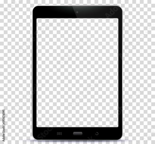 Transparent Black Tablet Computer Vector Illustration photo