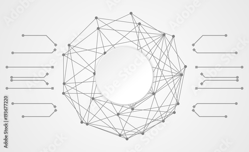 abstract technology circle circuit digital link connection on hi tech white gray background