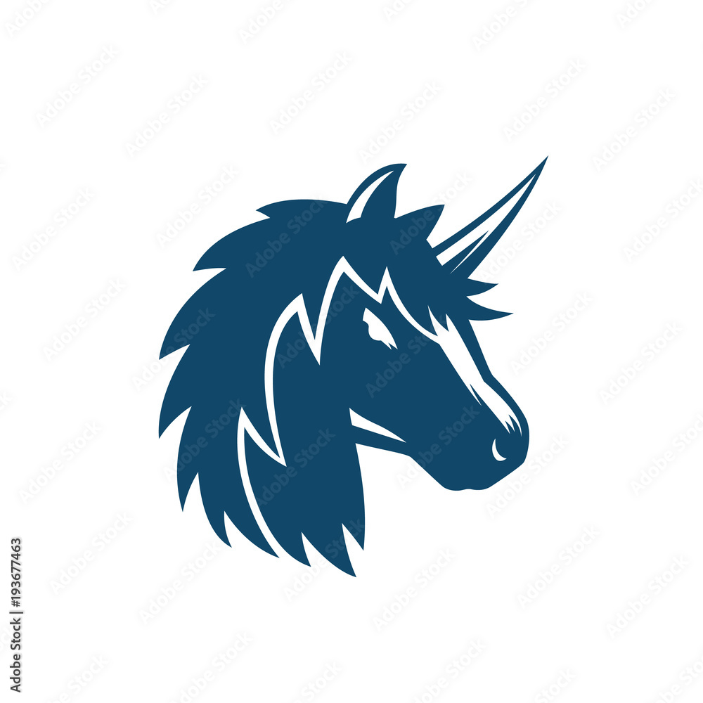 Fototapeta premium unicorn vector logo on white