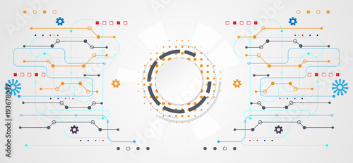 abstract technology concept circle white digital on hi tech white gray background