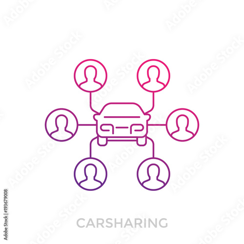 carsharing icon on white, linear