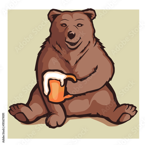 cartoon bear holding a beer