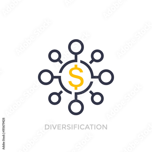Financial diversification, diversified investment icon