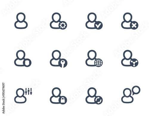 login, account settings icons isolated on white