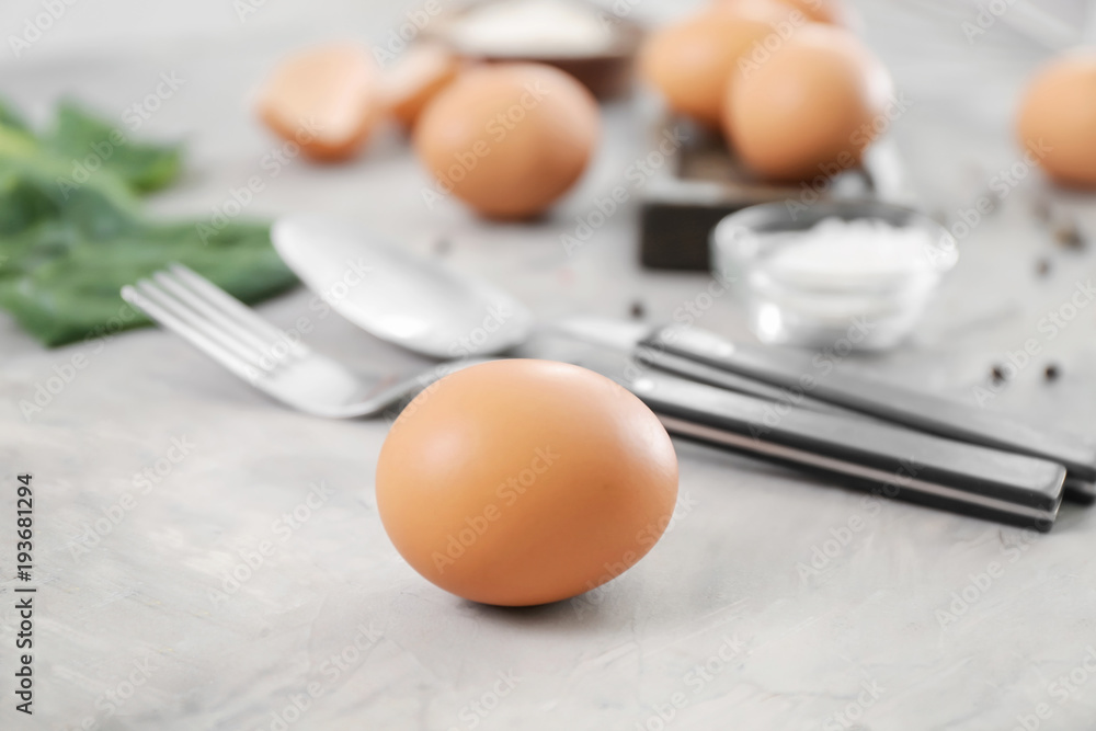 Chicken egg on table Chicken egg on table